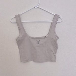 Light grey playboy bunny crop top